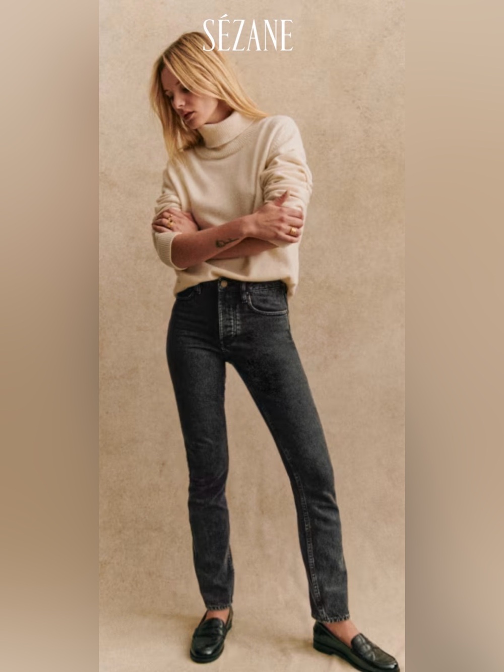 Sézane Brut Sexy Jeans in Washed Black